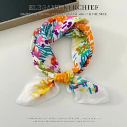 Elegant Cashew Small Square Scarf Cherry Flower Cotton Linen Print Scarves Korean Headband Printed Silk Scarf Outdoor