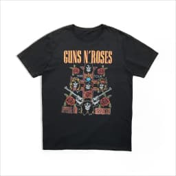 Pistol Rose Pattern Guns N 'Roses Rock Guns and Roses Band Casual T-Shirt Men's and Women's Luxury Band Brand Top