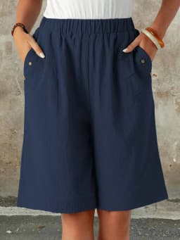 Women's 2025 Summer Shorts - High Waist 5-Inch Casual Lounge Shorts, Solid Color Straight Leg Home & Outdoor Wear