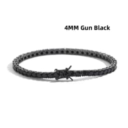 100% Real S925 Sterling Silver Plated 18K Gold 5A Grade Zircon Black Tennis Bracelet for Men and Women Fashion Exquisite Jewelry