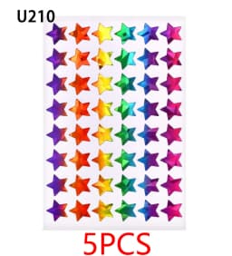 5 Pages Laser Gold Foil Self-adhesive Star Round Heart-shaped Stickers Reward Chart Decorative Children Toy Gifts Sticker Labels