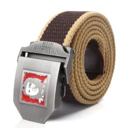 SupSindy Men Canvas Belt Che Guevara Metal Buckle Army Military Tactical Belts For Men Fashion Jeans Waistband Male Strap Black