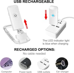 KEBINCPLED Book Light Led Rechargeable Reading Light USB Dimmable Decorative Lighting Portable Clip Night Reading Lamp 200mAh