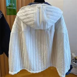 Women's Jacket Hooded Cotton Jacket Women's Plaid Stitching Cotton Jacket Autumn new Thin Cotton Coat in Cotton-padded Jacket