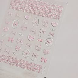 5D Relief Finely Crafted White Black Pink Lattice Lace Stripe Love Bow Adhesive Nail Art Stickers Decals Manicure Beauty Charms