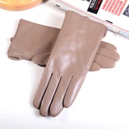 Women's Ladies Elegant Genuine Leather Wool Lining Winter Goat Skin Touch Screen Casual Riding Warm Short Gloves
