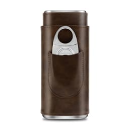 3-pack Cigar Case Portable Leather Holder Box Storage with Stainless Steel Sharp Cigar Cutter Luxury Smoking Accessories CH-24FA