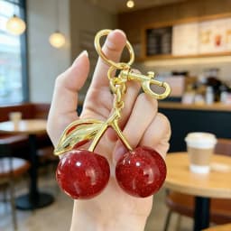 1PC Sweet Cherry Imitation Pearl Beads Key Chain Exquisite Bag Pendant Decoration Backpack Accessories Car Keyring Jewelry Gift