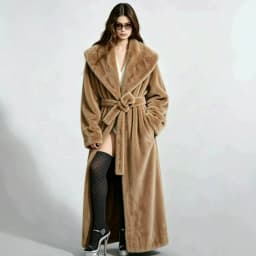 Long Coats Women Faux Fur Jackets Turn Down Collar Coat Thick Warm Y2k Streetwear Jacket Work Lace Up Tight Waist Autumn Winter
