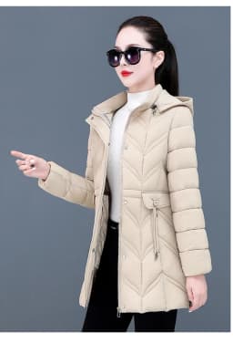 Slim Fit Women's Cotton Jacket 2025 New Style Autumn Winter Coat Polyester Fiber Fill Long Sleeve Zipper Closure Mid-Length