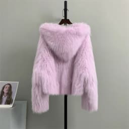 2026 New Winter Ice Cream Color Real Fur Coat Natural Fox Fur Knitting Craft Coat With Hooded Fashion Sweet Beauty Women Coat