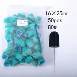 50PCS Green Nail Sanding Caps Bands With Rubber Drill Polishing Nail Art Rotating Remove Burrs Manicure Pedicure Accessory Tool