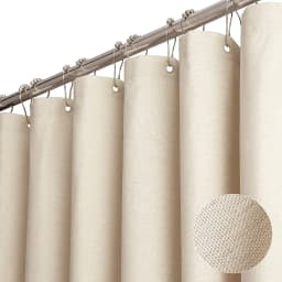 Luxury Linen Shower Curtain with Silver Metal Hooks Bathroom Waterproof Thick Fabric Bath Curtains Bathtub Large Bathing Cover