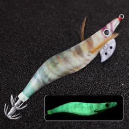 2.5# 3.0# 3.5# Luminous Squid Jigging Fishing Lure Wood Shrimp with Noisy Ball Octopus Squid Jig Hooks Cuttlefish Saltwater Bait