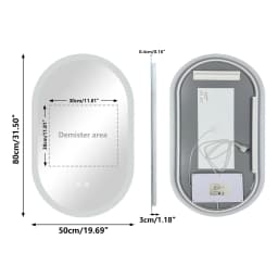 80/100/120CM Long Oval LED Bathroom Mirror Backlit Wall Mounted Illuminated Bathroom Vanity Mirror Memory Function Anti-Fog