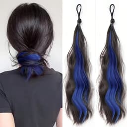 2PCS Natural wave synthetic pair of curly ponytail wig women's ponytail extension extension red blue green highlighting wig