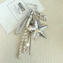 2026 New PU Leather Starfish Bag Charm Cute Decorative Keychain Decoration Fashion Braided Rope Bag Accessorie