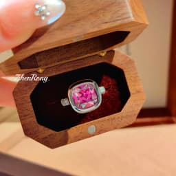 French Romantic Compact Paraiba Small Square Earrings Square Sugar Sea Blue Necklace Fat Square Mary Red Ring Female