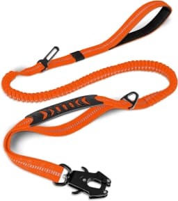 Heavy Duty Dog Leash with Elastic Bungee, Shock Absorption, Safety Clip Included, Medium and Large Dogs