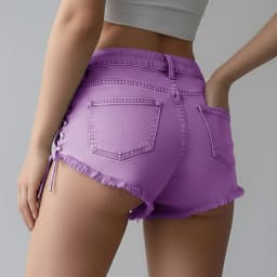 2026 New Summer Women's Lace-up Strap Denim Shorts Washed Beach Y2k Shorts