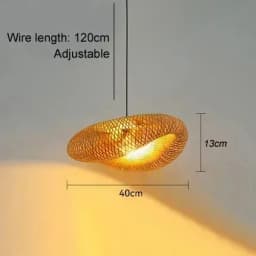 HandMade Bamboo Weaving LED Pendant Lamp Home Decor Hanging Chandelier Lighting Living Room Kitchen Vintage Rattan Woven Light