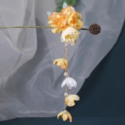 New Artificial Flower Floral Hairpin Forks U-shaped Tassel Hair Clip Fork Vinatge Chinese Style Tassel Headwear Hanfu