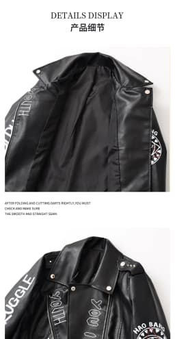 Women's PU Rivet Zipper Jacket, Shoulder Badge, Motorcycle Punk Rock Leather Coat, High Quality, Autumn Purchase