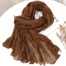 Solid Color 180*90cm Cotton Linen Scarf Retro Autumn Winter New Warm Silk Pleated Retro Thin Long Strip Shawl Men and Women's