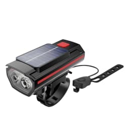 Solar Power Bike Light with Horn Bicycle Headlight Flashlight Taillight Cycling Front Rear Lamp Bike Light Set for Night Riding