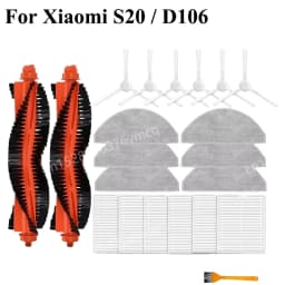 Compatible For Xiaomi Robot Vacuum S20 / D106 Parts Main Side Brush Hepa Filter Mop Cloth Dust Bag Replacement Spare Accessories