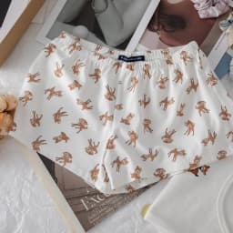 Deer Print Cute Three Button Home Sports Shorts Elastic Waist Chic Women Summer Shorts Fashion Casual Sleepwear Trouser Y2K 2024