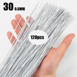 120pcs Fondant Paper Wrapped Iron Wire Handmade DIY Dough Plastic Doll Cake Plug-in Decoration Flower Pole Shelf