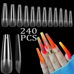 ARTAUG 240PCS Short Press On Nails Square White Gel Lucency Fake Nails Full Cover Fake Nail Set Press On Summer Cheap Nails