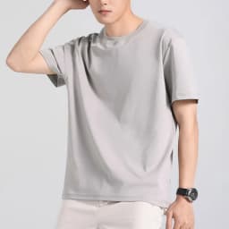 Plus Size 4XL 5XL Liquid Ammonia Mercerized Cotton T-shirt For Men Summer Cool Feeling Round Neck Top Clothes Short Sleeve Tees
