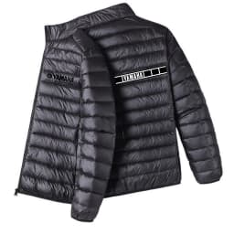 Men Yamaha Racing Graphic Light Puffer Jacket Stand Collar Zip Up Warm Motorcycle Biker Windproof Coat Winter Casual Outerwear