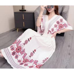 n Long Print Dr V-Ne Slimming Cotton Silk Beachwear Casual High Waist Summer Women's Loose Fit Overhead Dr
