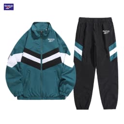 Reebok Men's Spring/Autumn Casual Jacket Windproof Two-Piece Set, Retro Street Style Color-Contrast Design, Overseas Street Tren