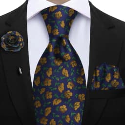 Peacock Blue Floral Print 2-Piece Tie & Pocket Square Set for Men Wedding Business Casual Stylish Accessories
