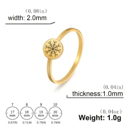 Skyrim Nordic Vegvisir Runic Compass Ring Stainless Steel Aegishjalmur Helm of Awe Rings Amulet Jewelry for Women Men