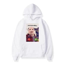 John Pork Is Calling Answer Call Phone Hoodie Humor Funny Pig Meme Graphic Hoodies Fashion Long Sleeve Loose Man Sweatshirt