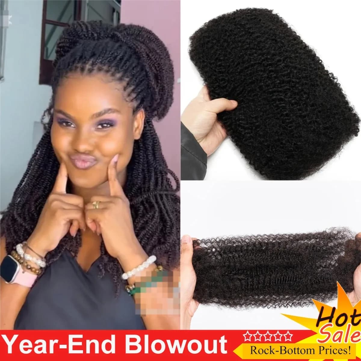 X Human Hair Afro Kinky Bulk 18-44 Inches For Mini Twist 50g Hair Bundles Repair Locs Natural Black For Dreadlock Extensions