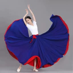 Black White Double Layered Chiffon Skirt 360 Degree Rotation Dance Costume New Style Human World Dancewear Maxi Skirt