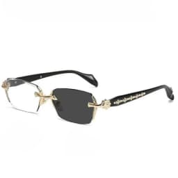Cut Edge High-end Framless Photochromic Myopia Glasses Silver Gold Blue Light Blocking Eyewear Anti-UV Sunglasses Diopters -4.0