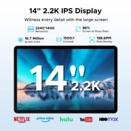 DOOGEE Tablet PC 2 in 1 Tab E3 Max Gmini AI 14 "screen 2.2K Battery mAh Android 16 48Go(8 + 40) 256 Go Helio G100 AI Tablet