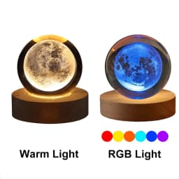 GGbingo 6cm Bedside Lamp Solar Theme Cosmos Series Crystal Ball Night Lights Milky Way Moon for Desk Creative Gift RGB