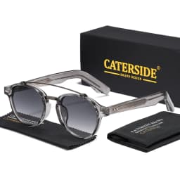 CATERSIDE New RetroPilot Men's Round Sunglasses Classic Double Bridge Design Sun Glasses Women's Outdoor Travel Glasses UV400