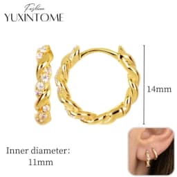 925 Sterling Silver Ear Needle Hoop Earrings Crystal Circle Small Huggie Earrings for Women Simple Females Girls Jewelry