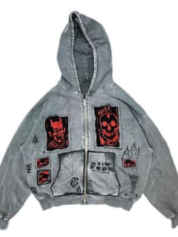 American Street Style Vintage Hoodie Thickened Patchwork Loose Fit Hooded Sweatshirt Women's Streetwear Fashion Long Sleeve