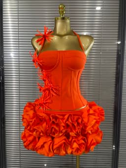 Red Black Women Sexy Halter Full Florals 2 Pieces Bodycon Mini Bandage Dress Celebrate Nightclub Party Birthday Outfit