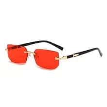 Rimless Rectangle Sunglasses for Men Women UV400 Polarized Metal Frame Small Square Fashion Shades Summer Travel Driving